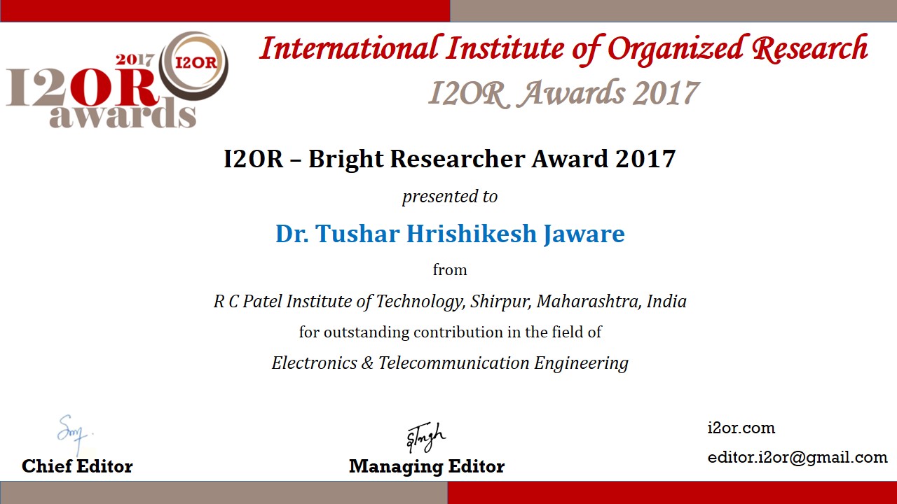 I2OR- Bright Researcher Award 2017