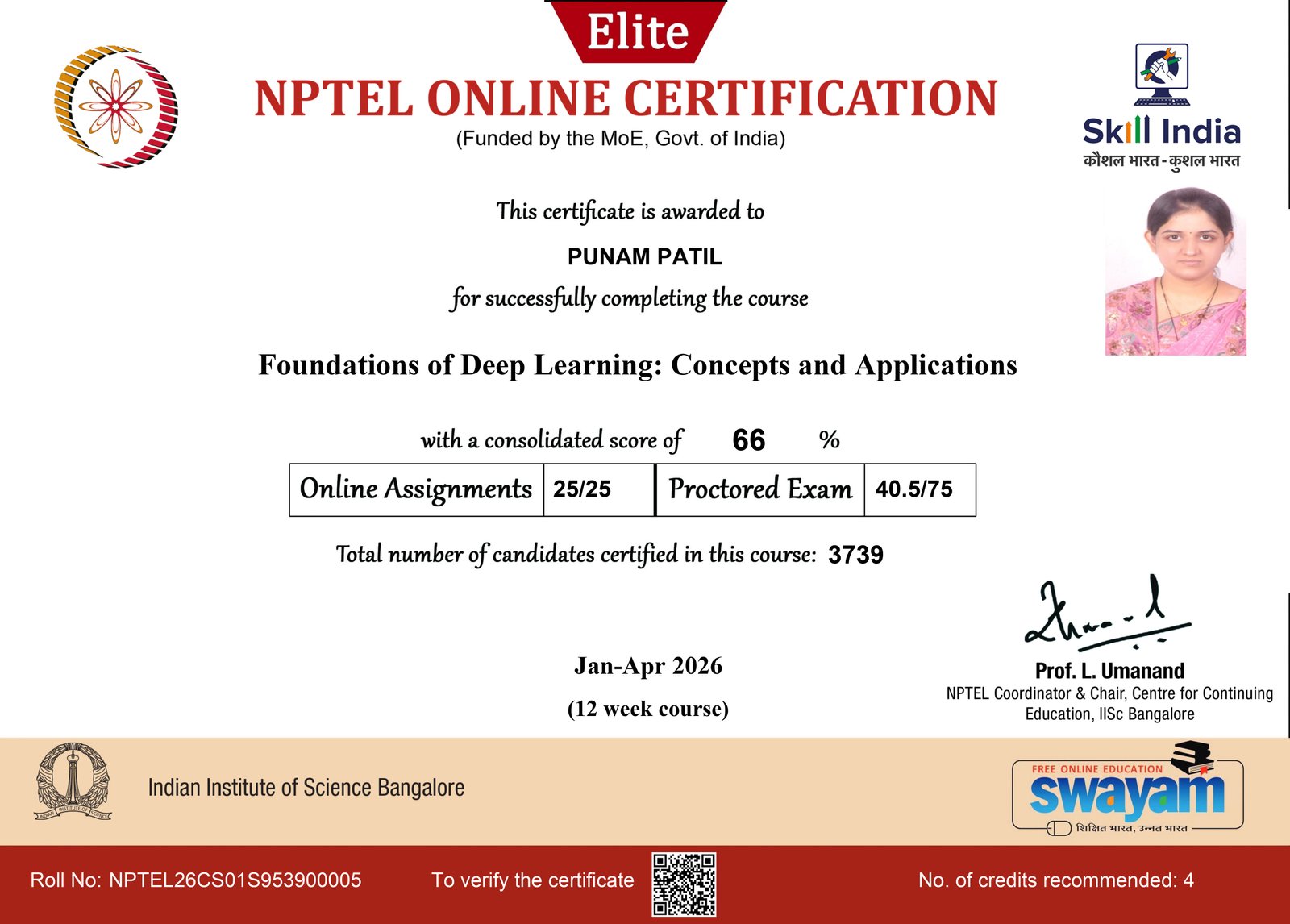 NPTEL Certificate - Foundation of Deep Learning