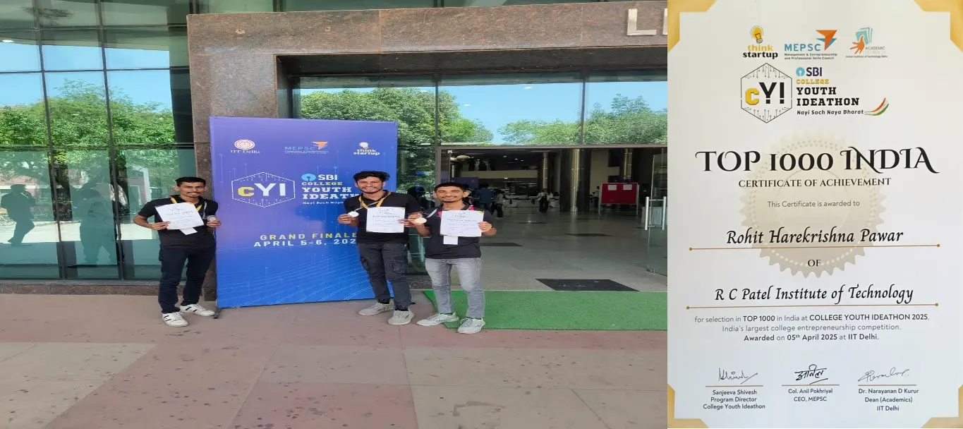 RCPIT Students Achieve National Recognition at College Youth Ideathon 2025 Grand Finale