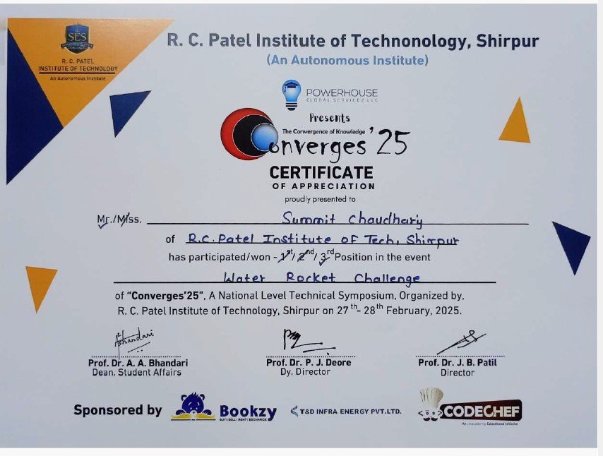 Student Wins Prize in Water Rocket Challenge at Converges'25 National Technical Symposium