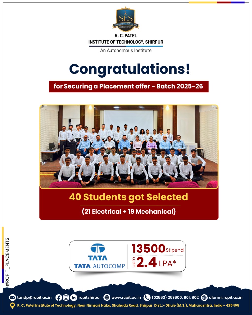 Electrical Engineering Students Secure Placement at Tata Autocomp