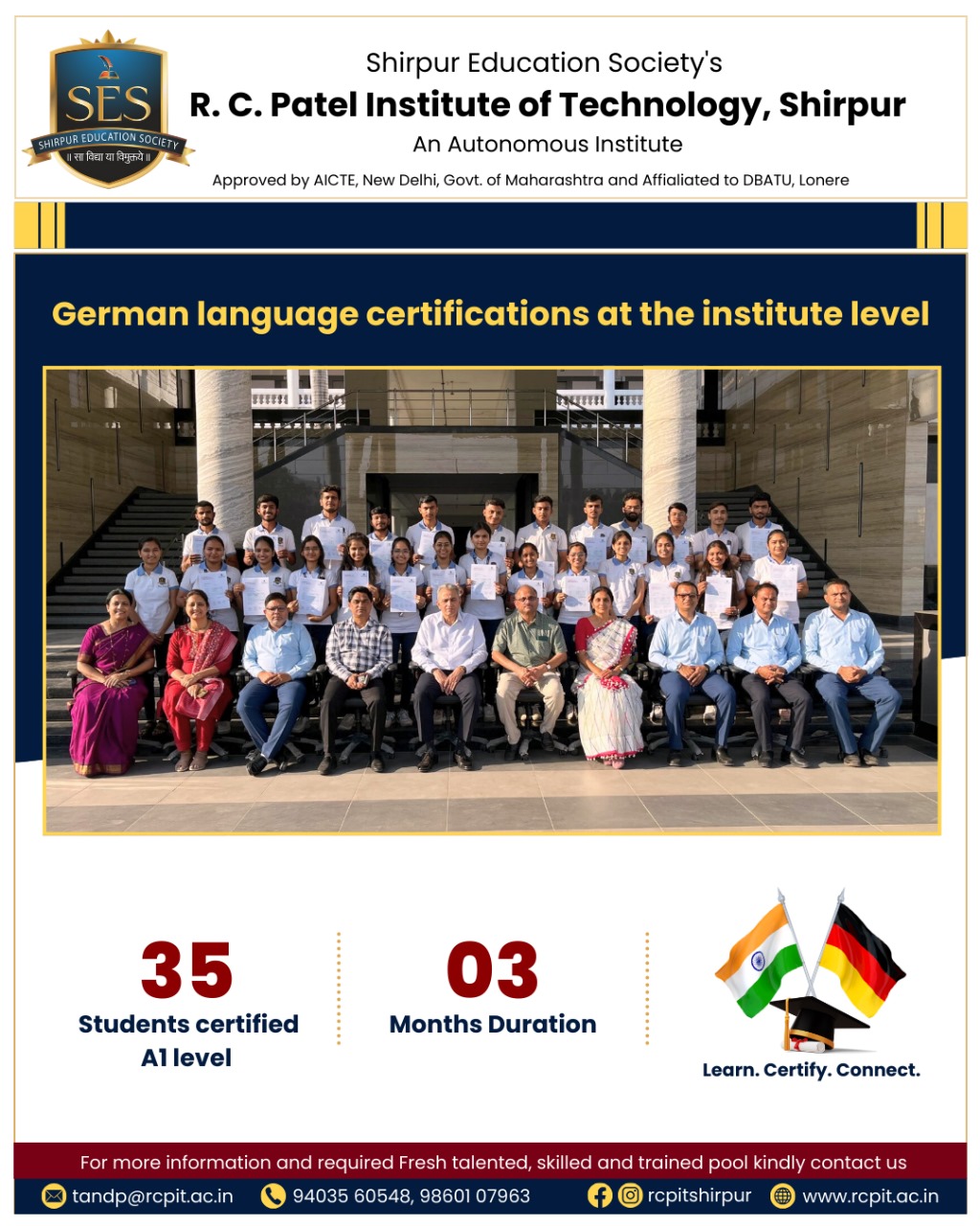 R.C. Patel Institute Achieves Milestone in German Language Training